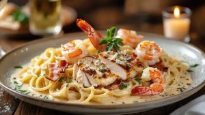 Chicken and Shrimp Carbonara