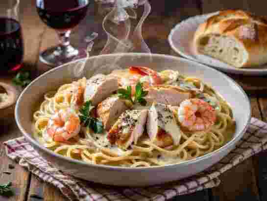 Chicken and Shrimp Carbonara